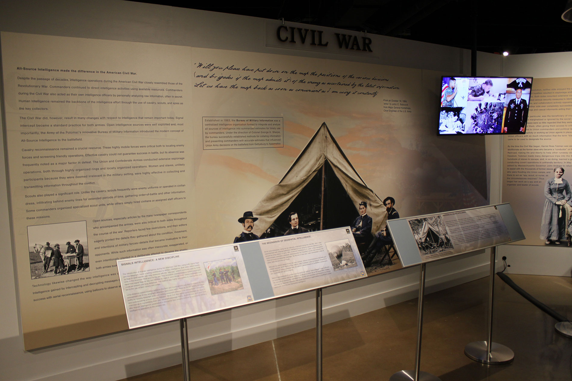 Civil War wall and video display.